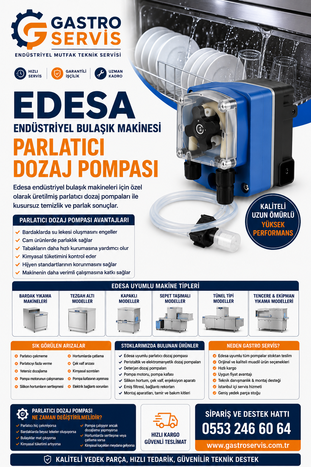 Edesa Endüstriyel Bulaşık Makinesi Parlatıcı Dozaj Pompası