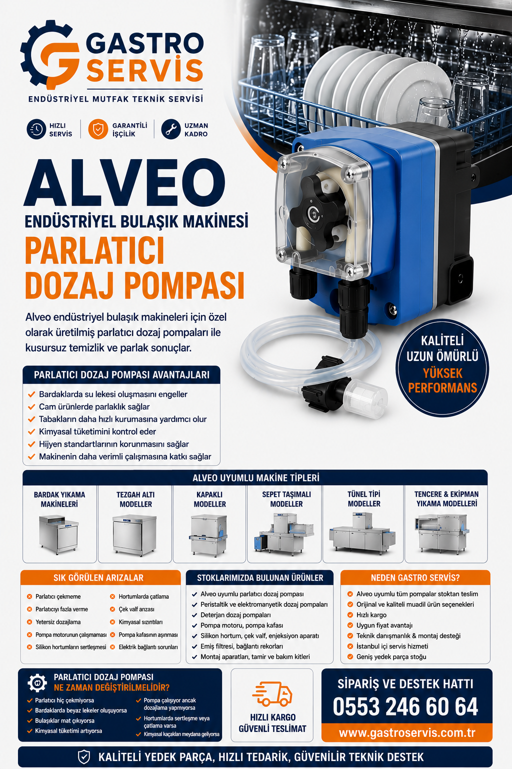 Alveo Endüstriyel Bulaşık Makinesi Parlatıcı Dozaj Pompası