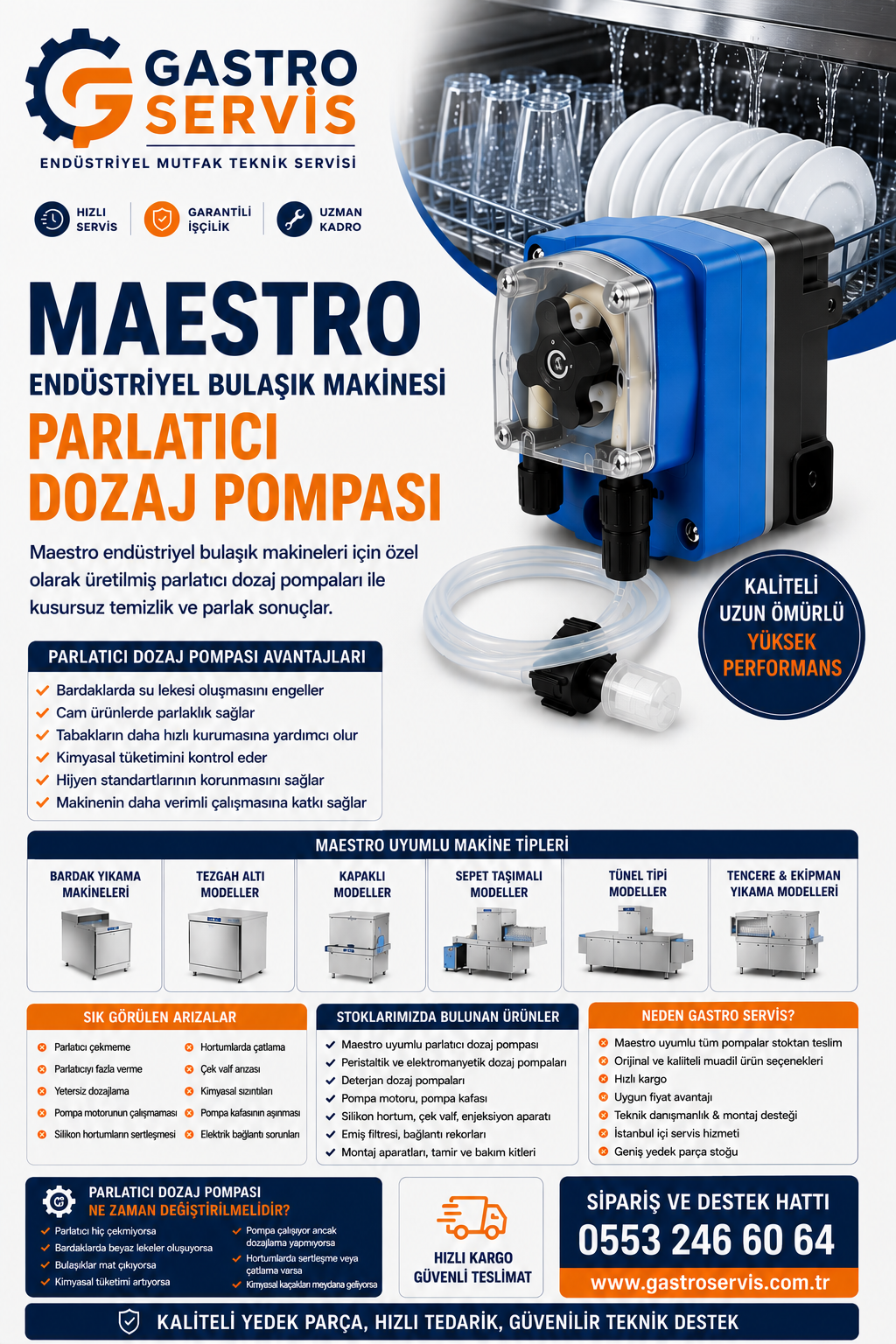 Maestro Endüstriyel Bulaşık Makinesi Parlatıcı Dozaj Pompası