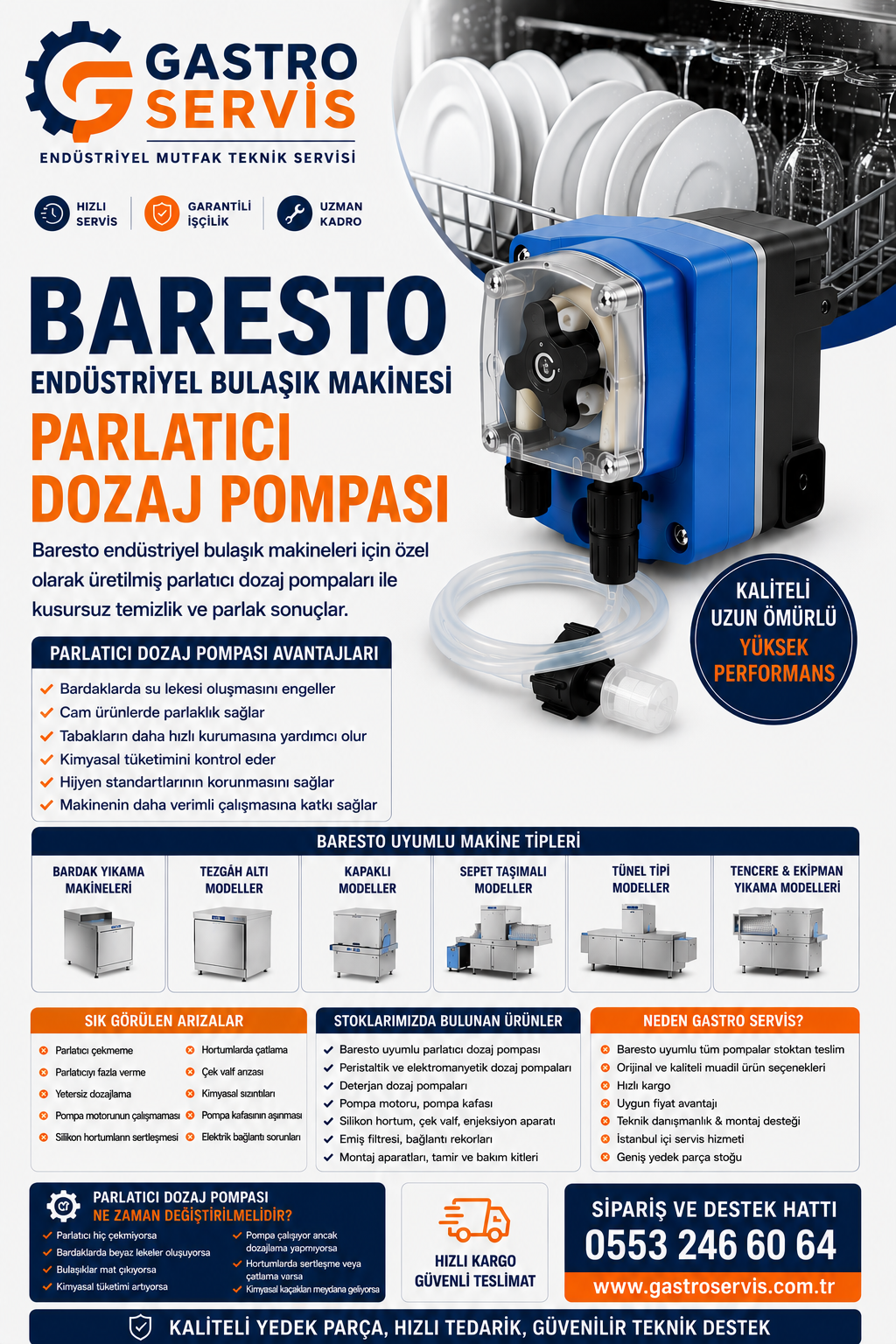 Baresto Endüstriyel Bulaşık Makinesi Parlatıcı Dozaj Pompası