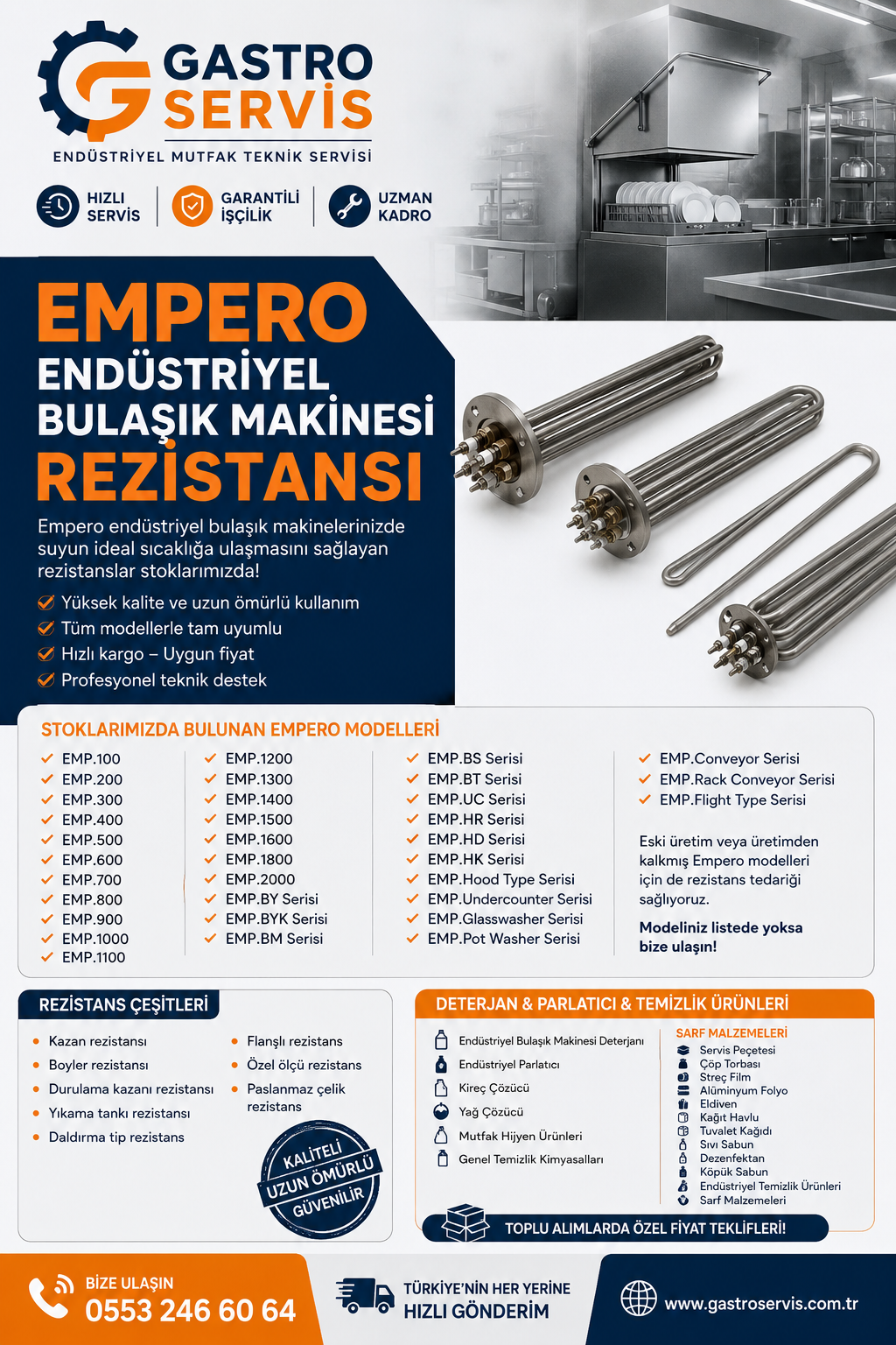 Empero Endüstriyel Bulaşık Makinesi Rezistansı