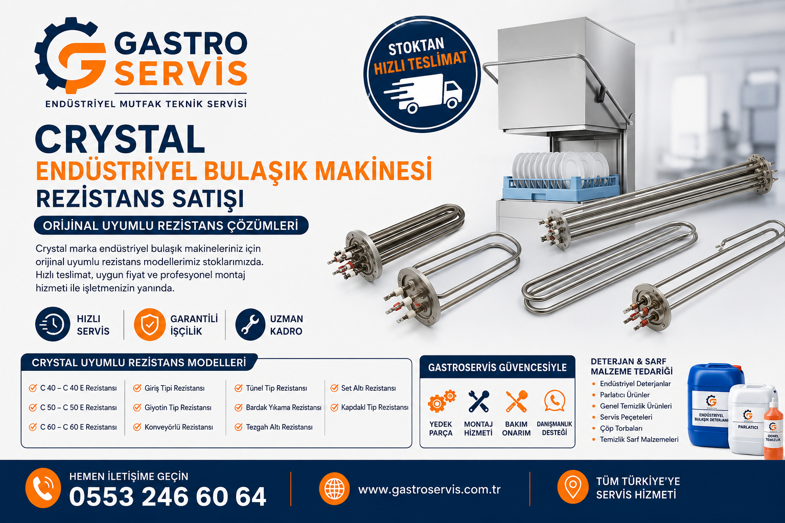 Crystal Endüstriyel Bulaşık Makinesi Rezistansı