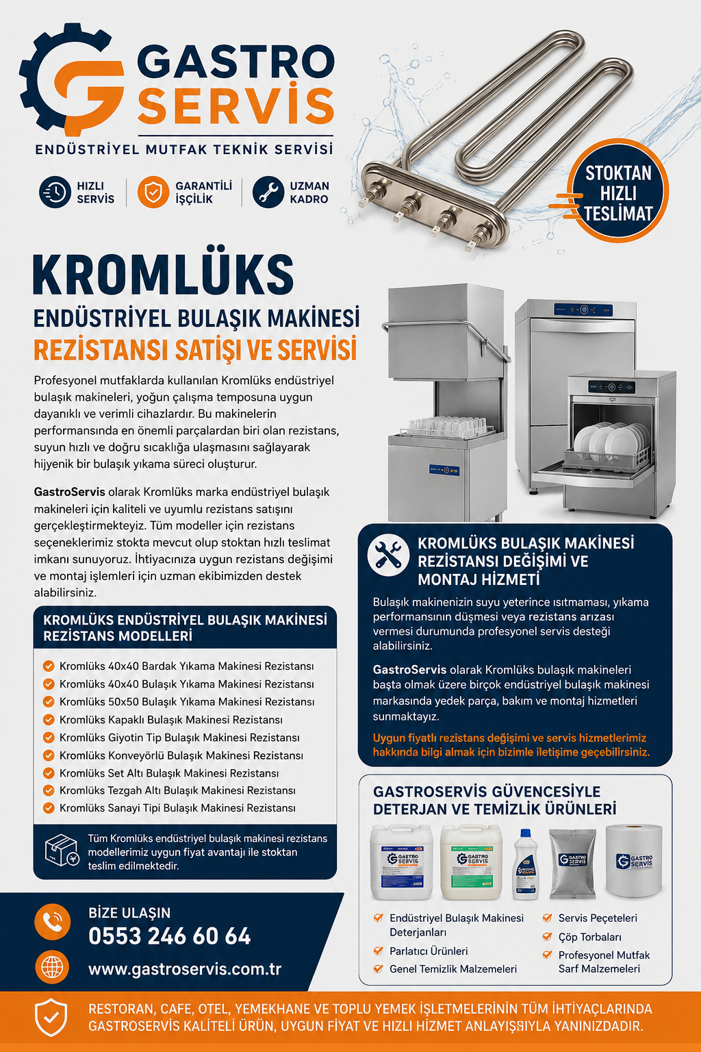Kromlüks Endüstriyel Bulaşık Makinesi Rezistansı