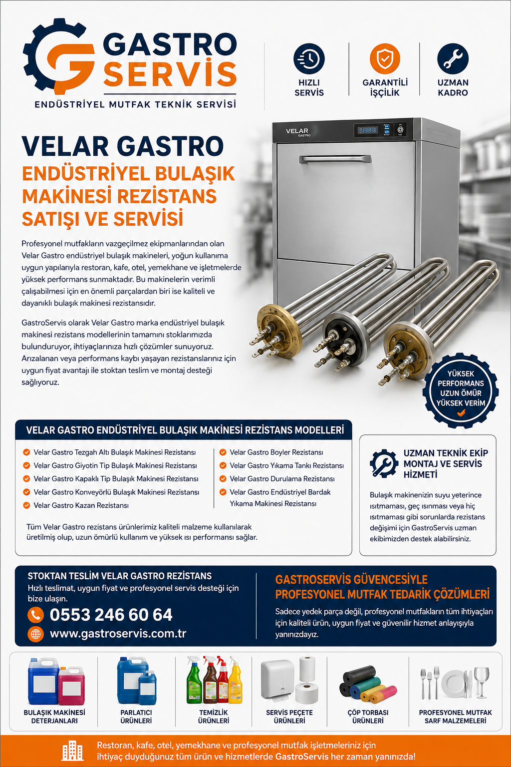 Velar Gastro Endüstriyel Bulaşık Makinesi Rezistansı