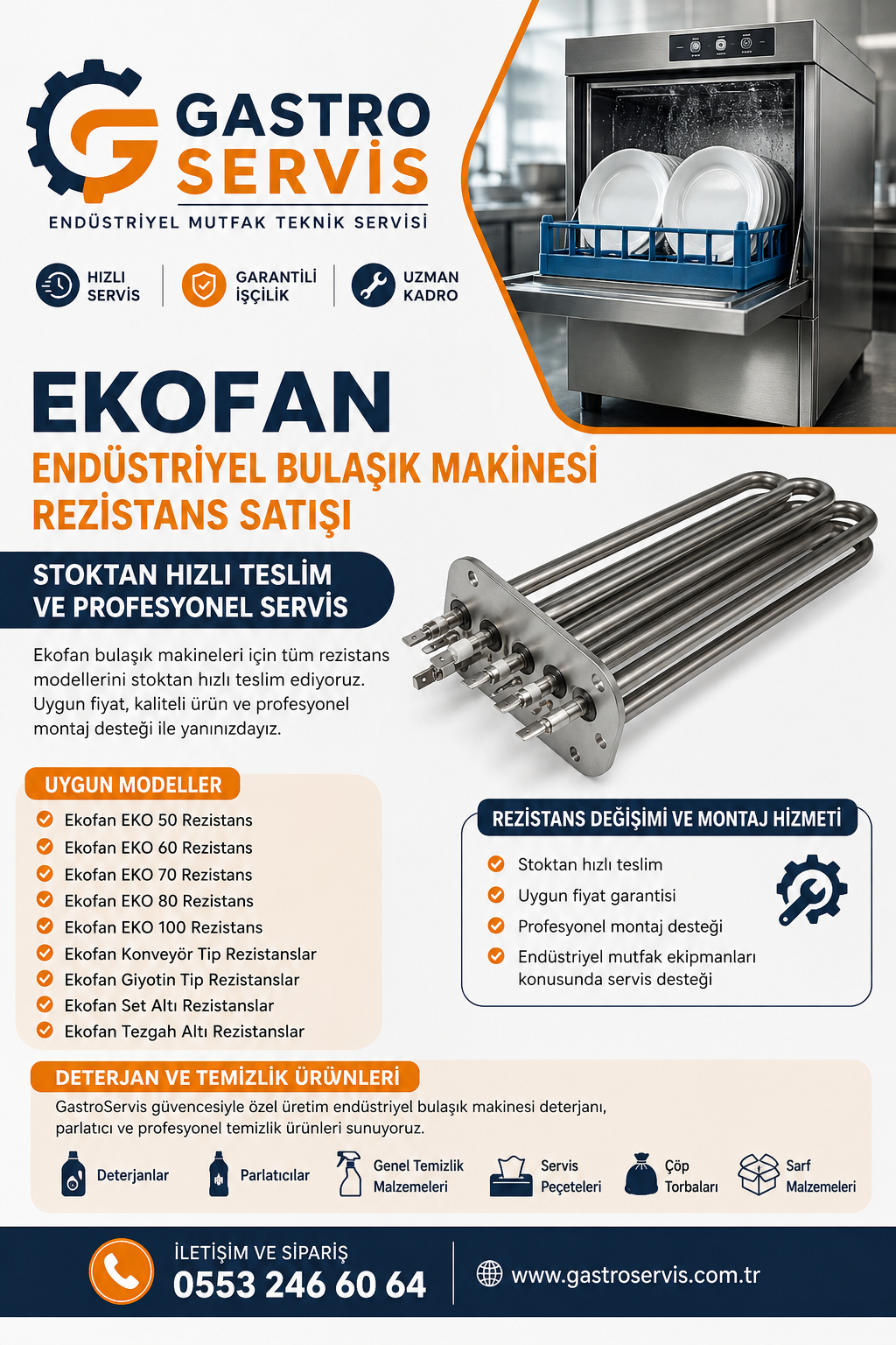 Ekofan Endüstriyel Bulaşık Makinesi Rezistansı