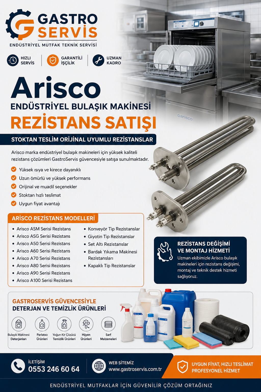 Arisco Endüstriyel Bulaşık Makinesi Rezistansı