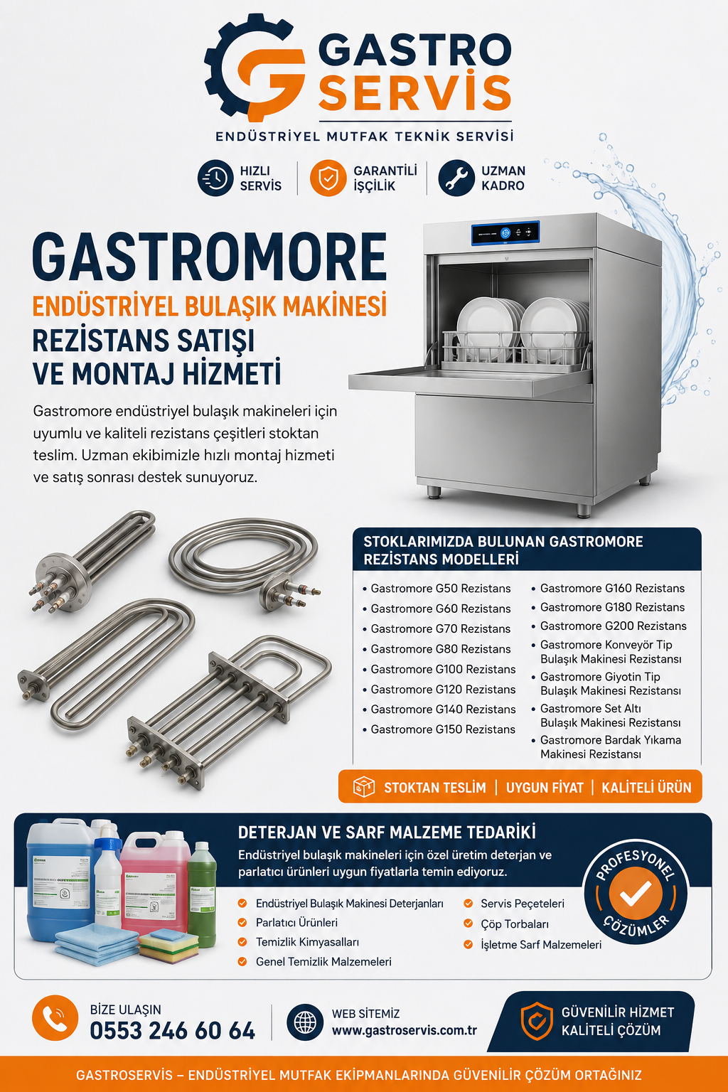 Gastromore Endüstriyel Bulaşık Makinesi Rezistansı