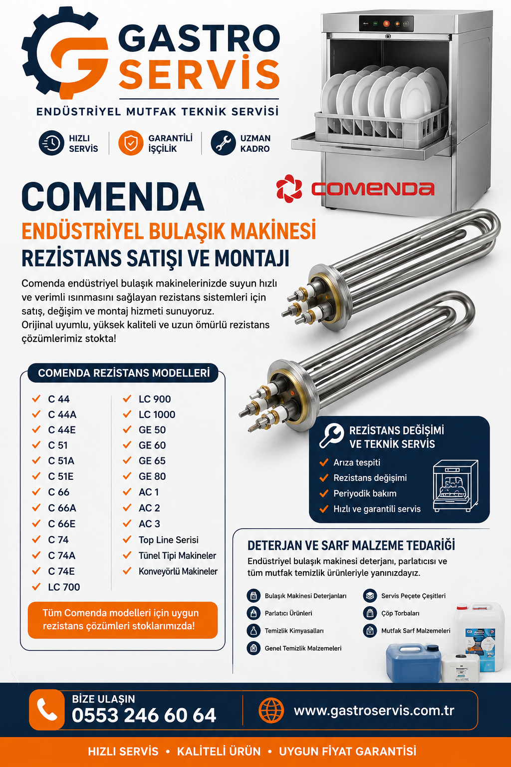 Comenda Endüstriyel Bulaşık Makinesi Rezistansı