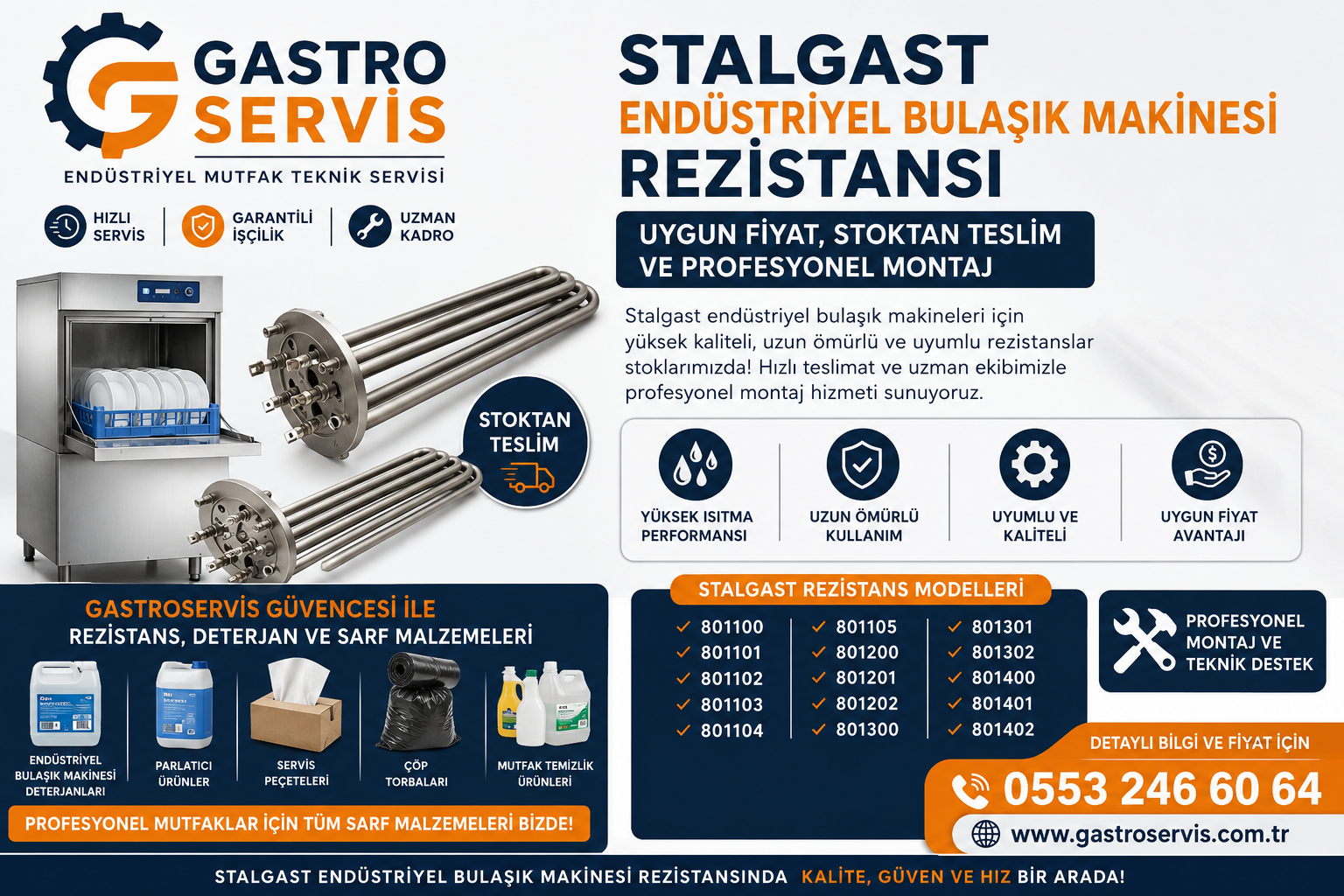 Stalgast Endüstriyel Bulaşık Makinesi Rezistansı