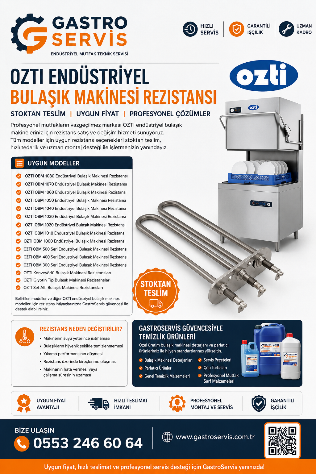 OZTI Endüstriyel Bulaşık Makinesi Rezistansı