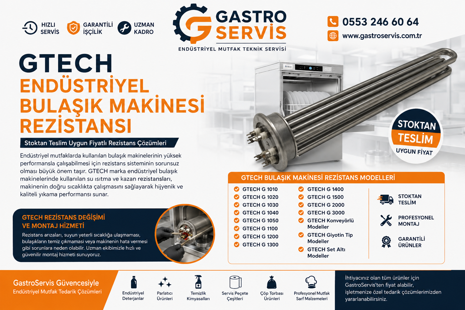 GTECH Endüstriyel Bulaşık Makinesi Rezistansı