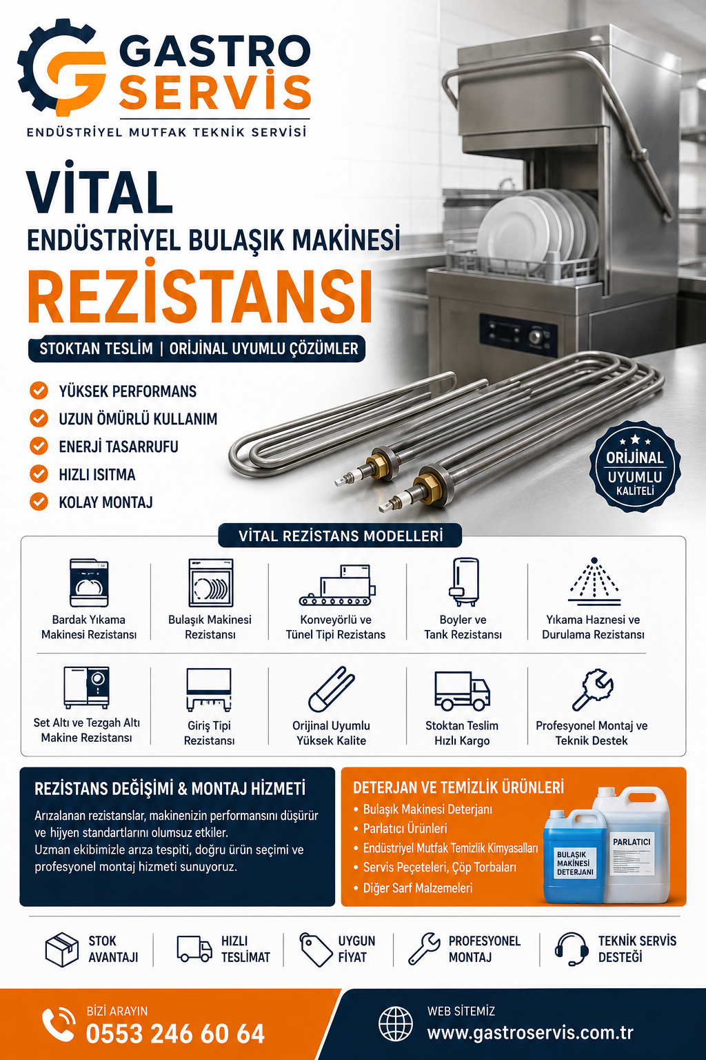 VİTAL Endüstriyel Bulaşık Makinesi Rezistansı
