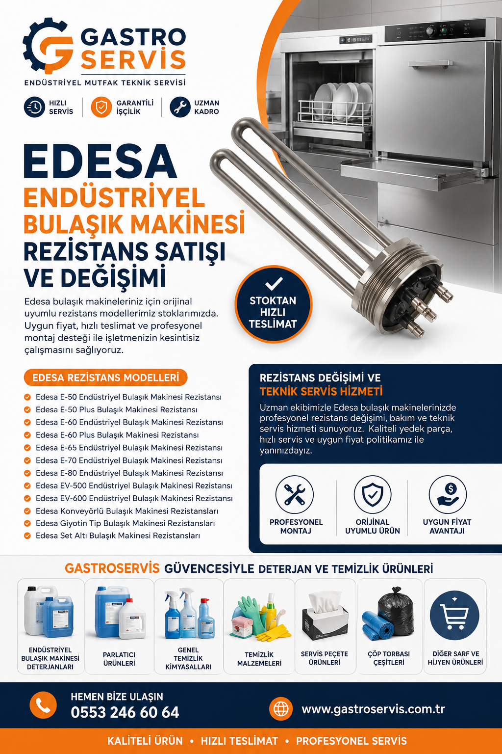 Edesa Endüstriyel Bulaşık Makinesi Rezistansı