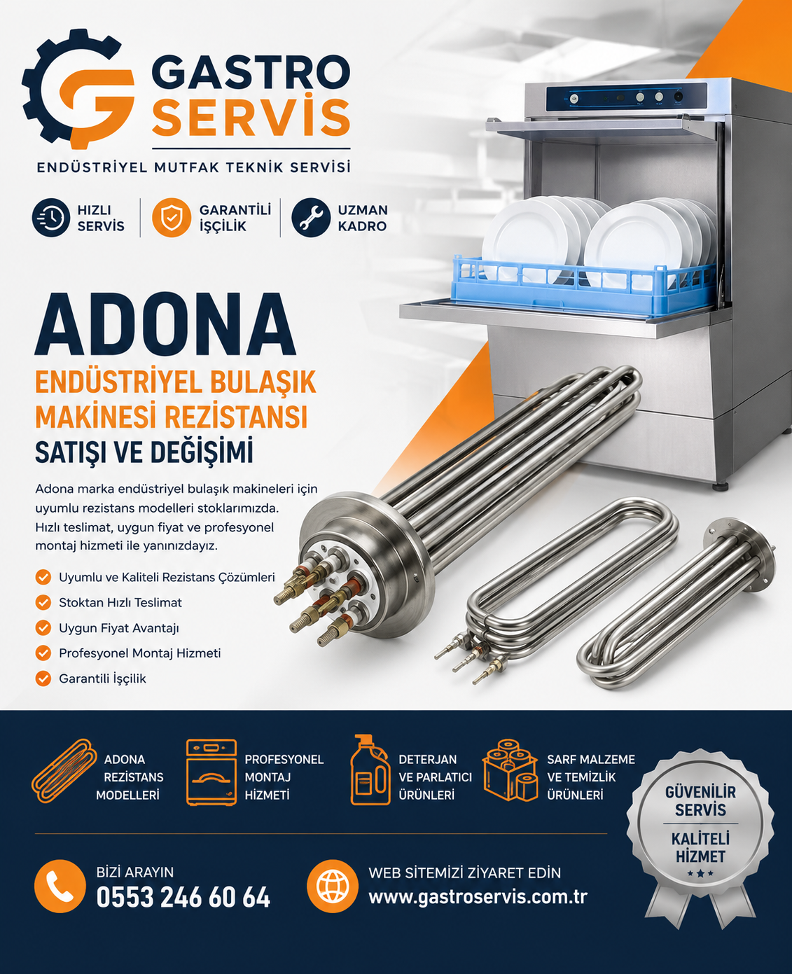 Adona Endüstriyel Bulaşık Makinesi Rezistansı