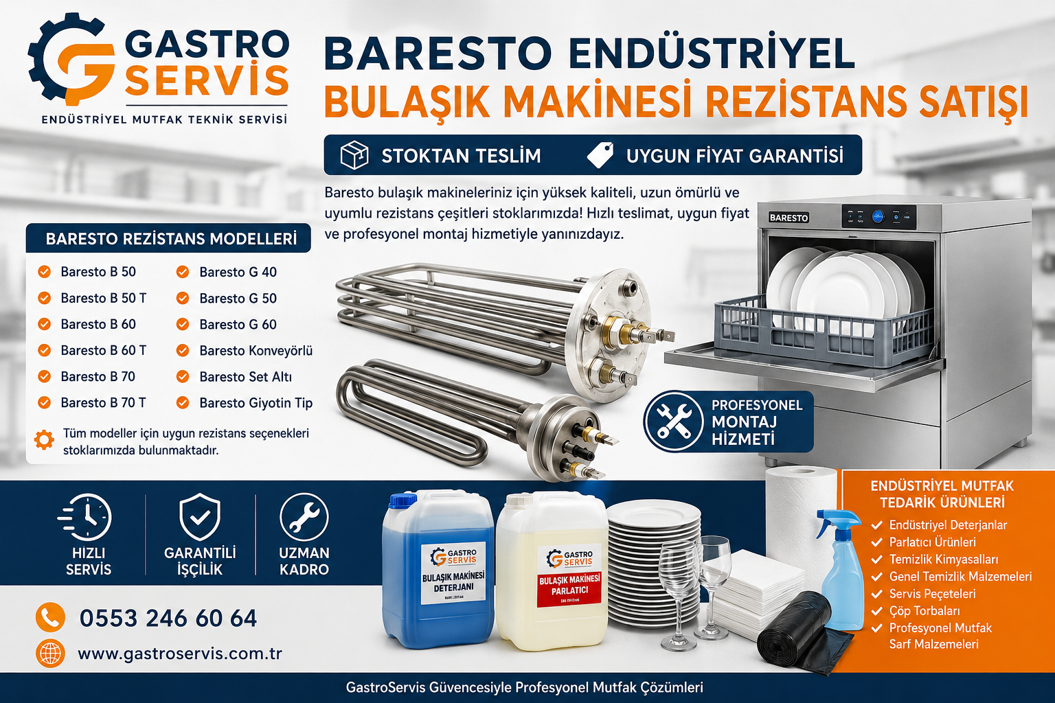 Baresto Endüstriyel Bulaşık Makinesi Rezistansı