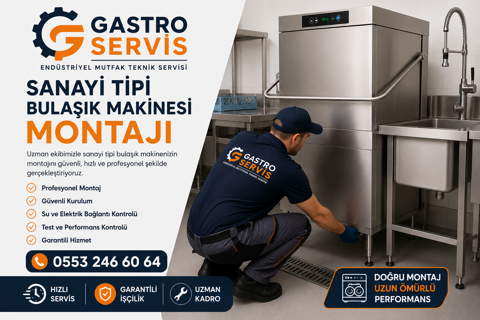 Sanayi Tipi Bulaşık Makinesi Montajı – 0553 246 60 64