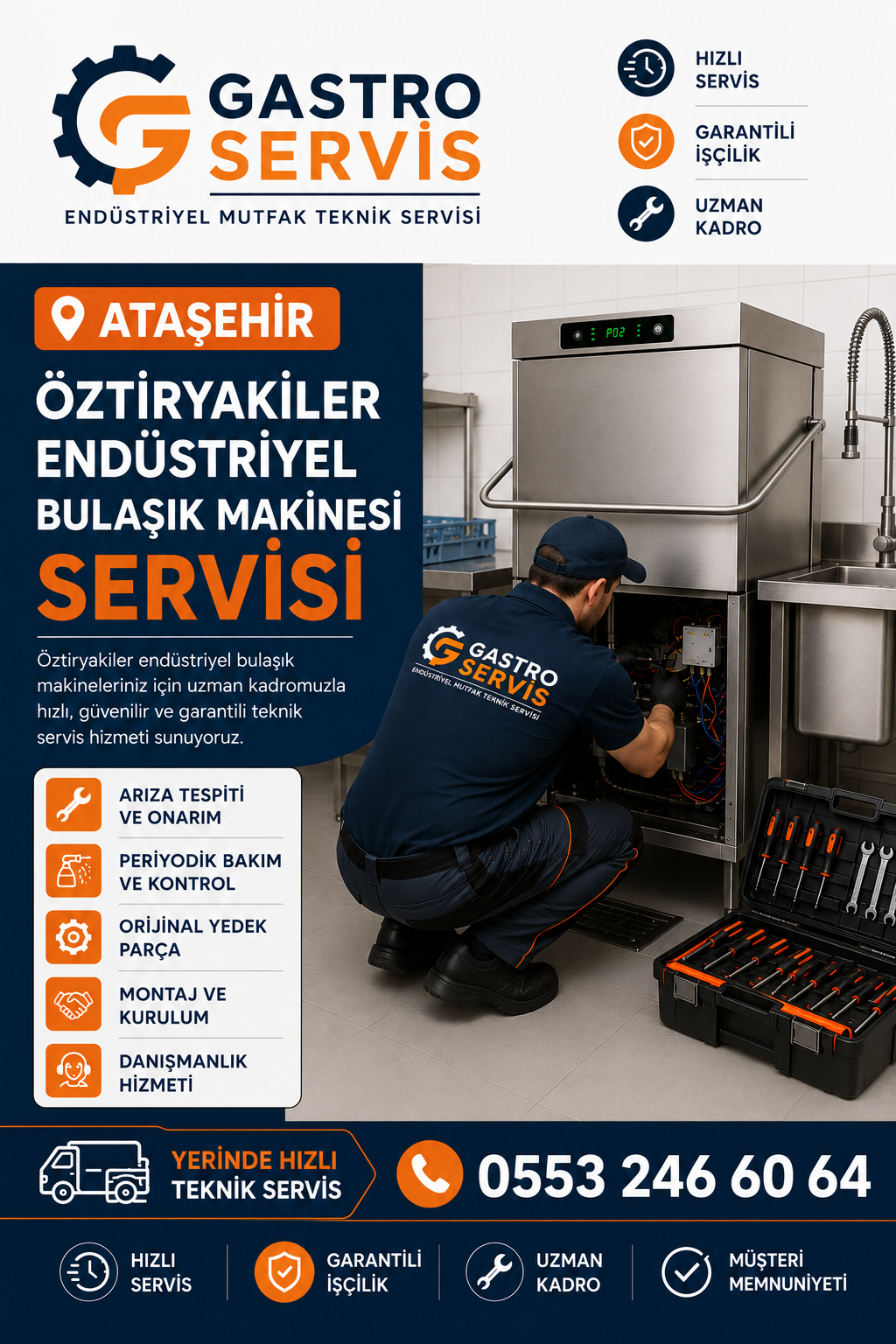 Ataşehir Öztiryakiler Endüstriyel Bulaşık Makinesi Servisi | 0553 246 60 64
