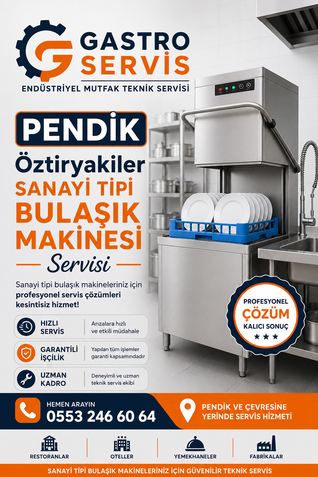 Pendik Öztiryakiler Sanayi Tipi Bulaşık Makinesi Servisi | 0553 246 60 64